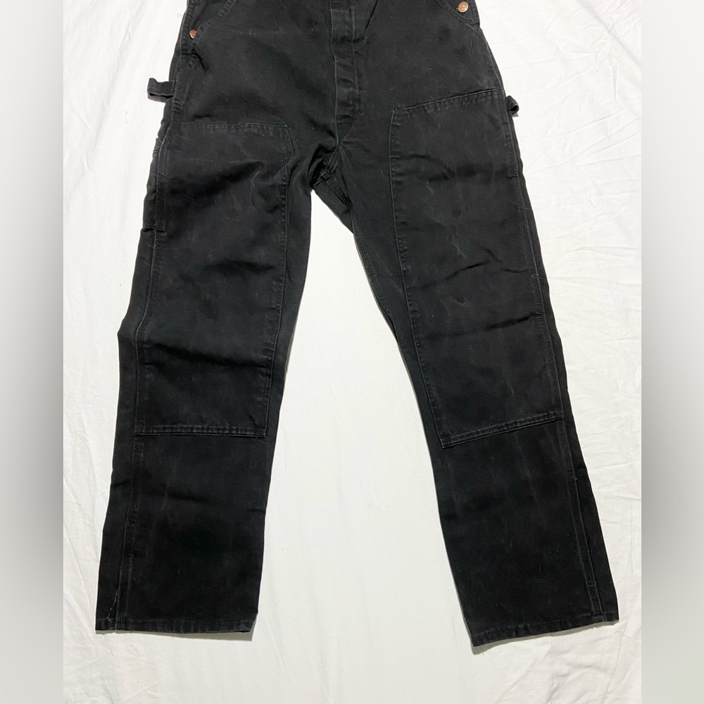 Round House Men's Black Canvas Double Front Bib Overalls 36x32 - Picture 6 of 8